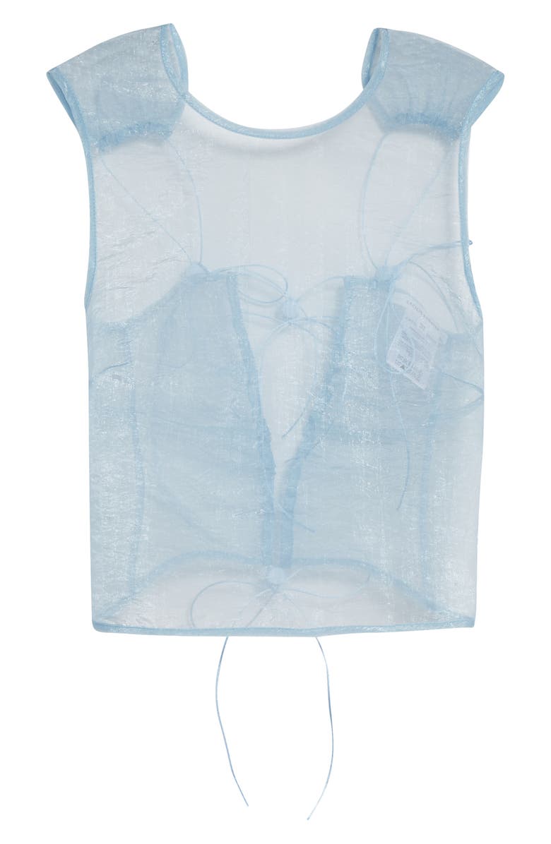 Cecilie Bahnsen Katie Sheer Liquid Myrtia Top, Main, color, Light Blue Liquid Myrtia