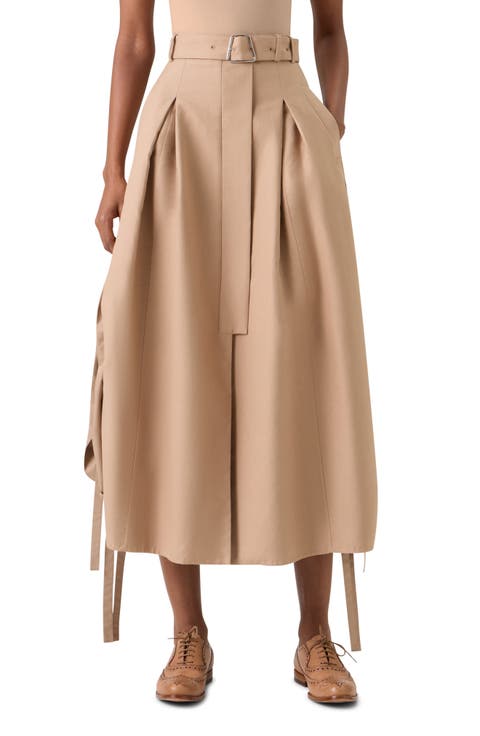 Cotton Double Face Midi Skirt