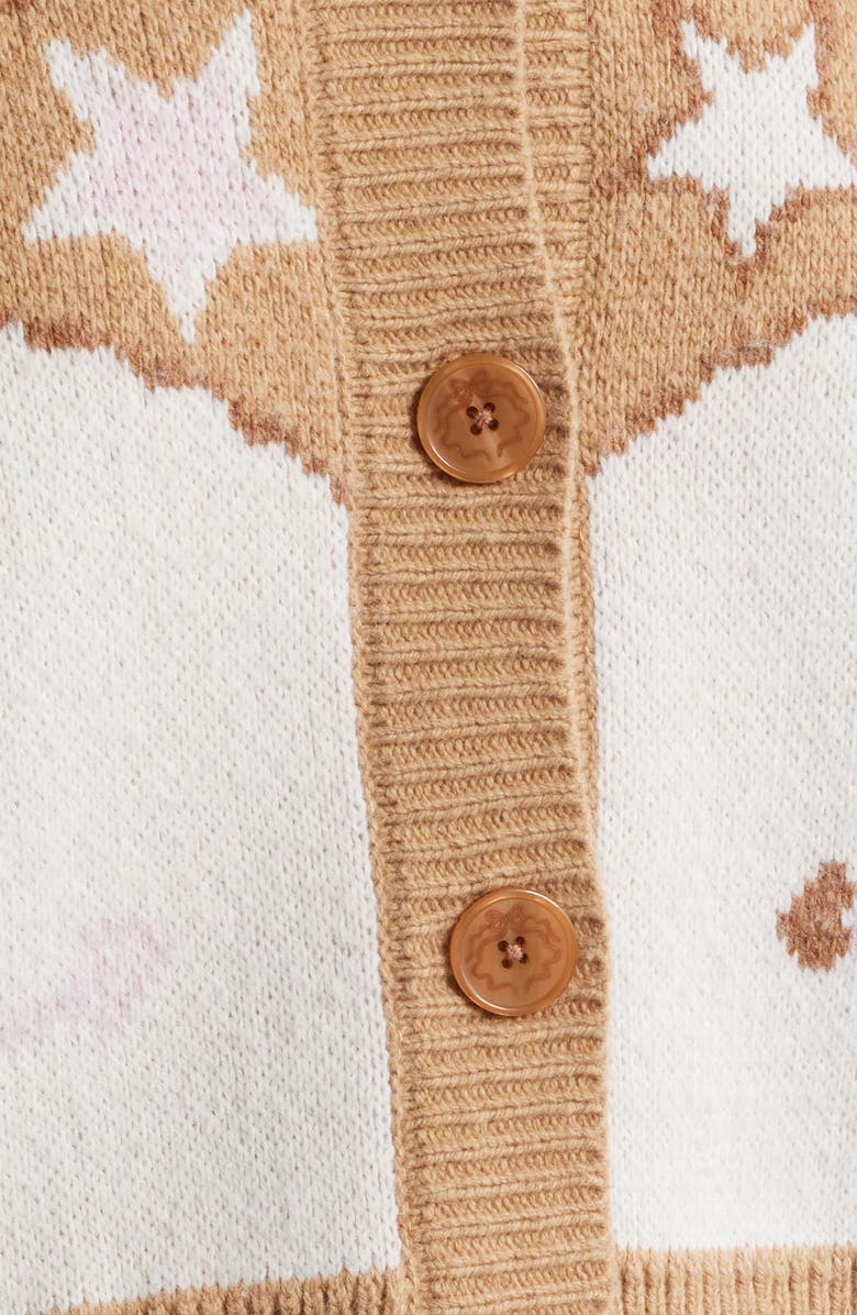 LoveShackFancy Leyah Jacquard Detail Wool Blend Cardigan, Alternate, color, Prairie Sand