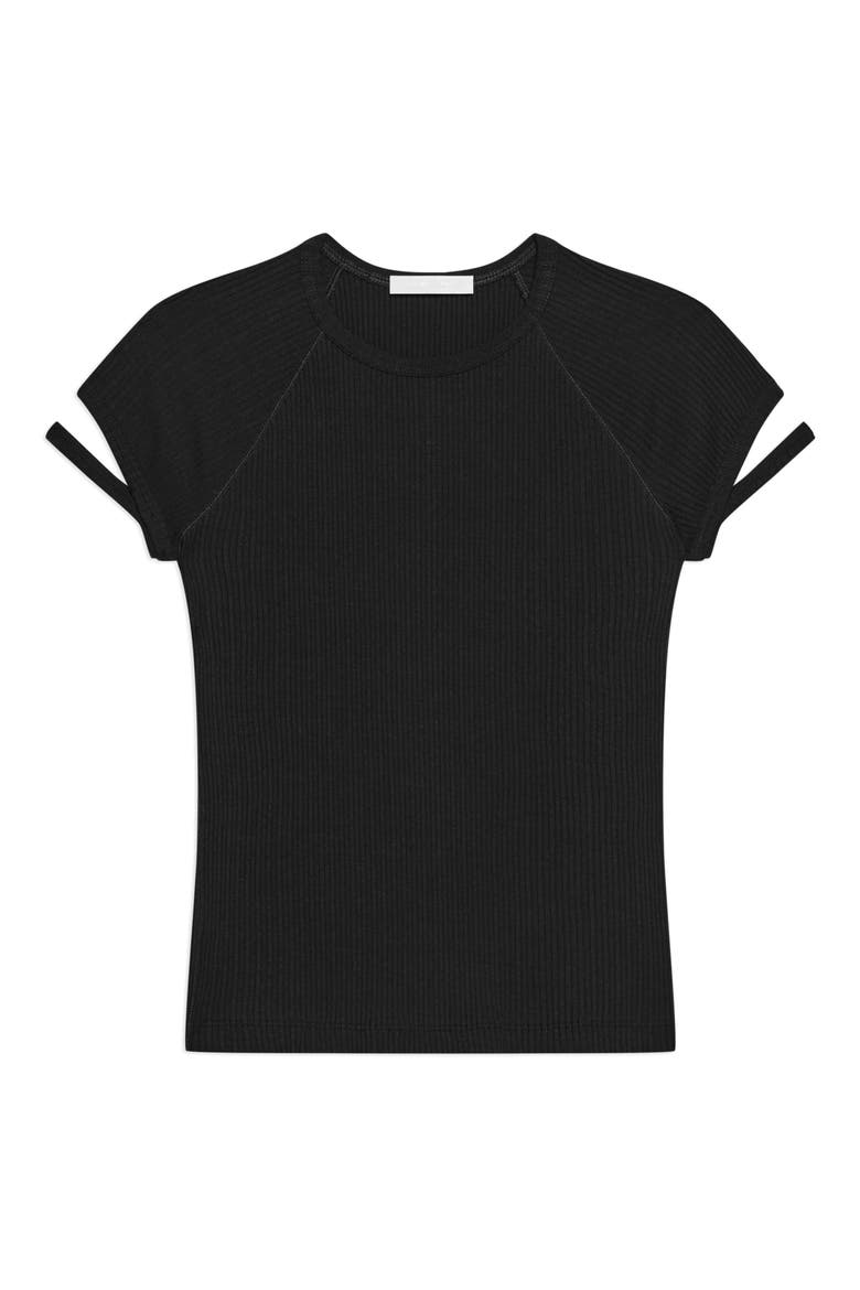 Raglan Sleeve Rib T-Shirt, Alternate, color, BLACK