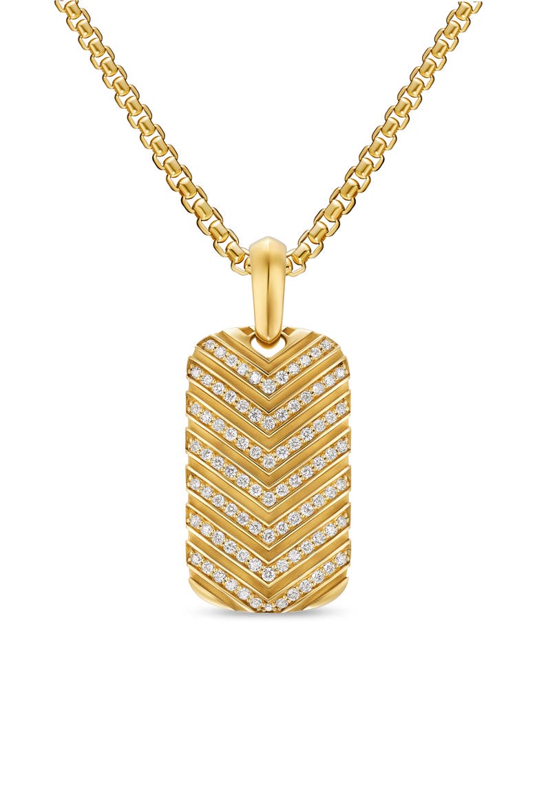 Men's Chevron Tag in 18K Yellow Gold with Diamonds, 27mm, Main, color, GOLD