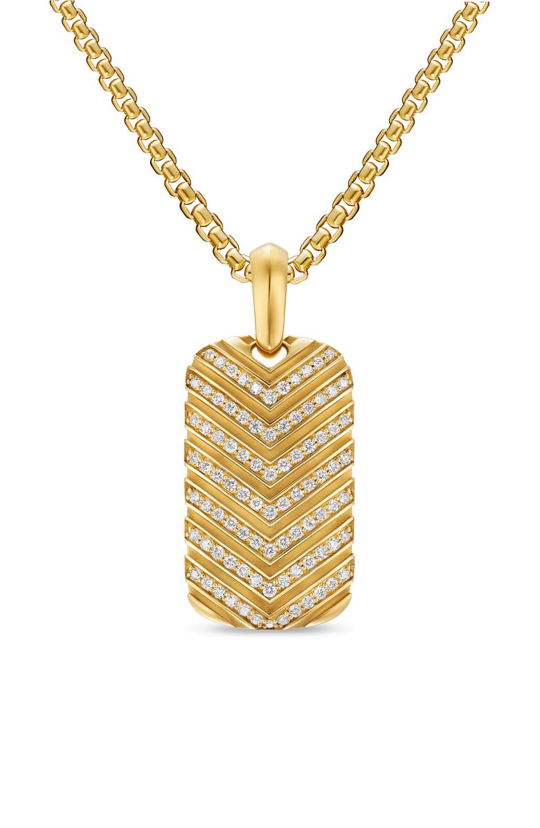 David Yurman Men's Chevron Tag in 18K Yellow Gold with Diamonds, 27mm, Main, color, Gold