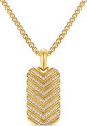 David Yurman Men's Chevron Tag in 18K Yellow Gold with Diamonds, 27mm
