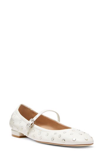 Stuart Weitzman Claris Studded Leather Mary Jane Flats
