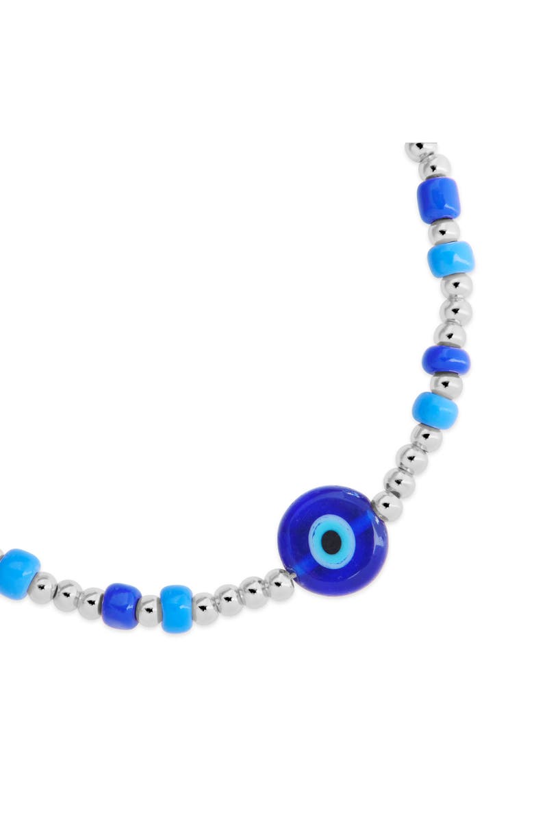 Sterling Forever Sibyl Evil Eye Beaded Bracelet, Alternate, color, Silver