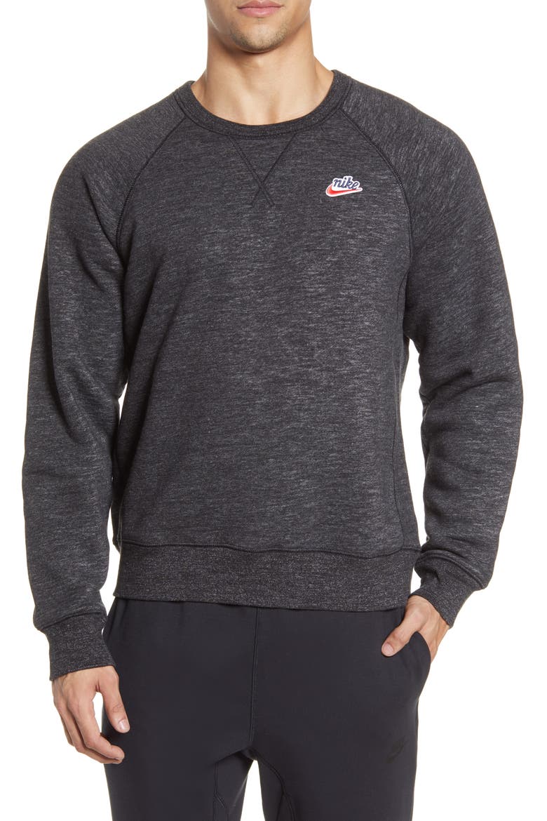 Sportswear Heritage Crewneck Sweatshirt, Main, color, BLACK/ HEATHER