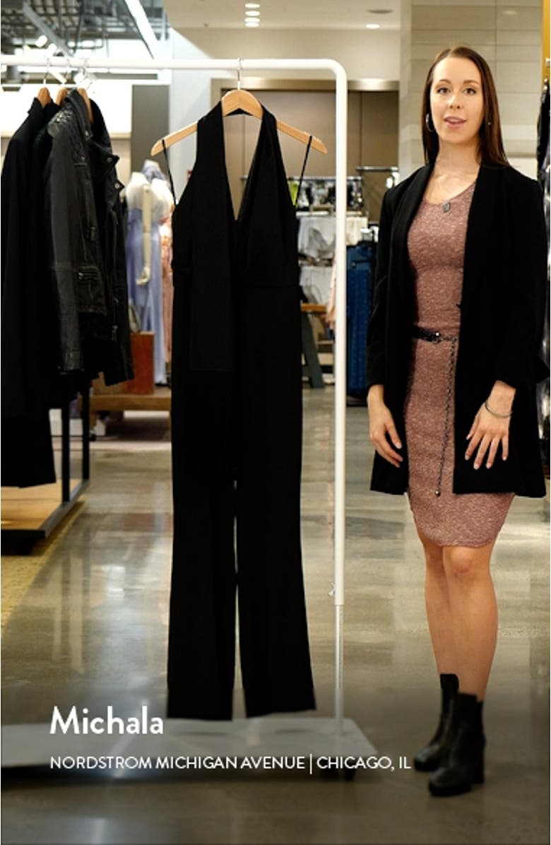 Tamra Fringe Crepe Halter Jumpsuit, sales video thumbnail
