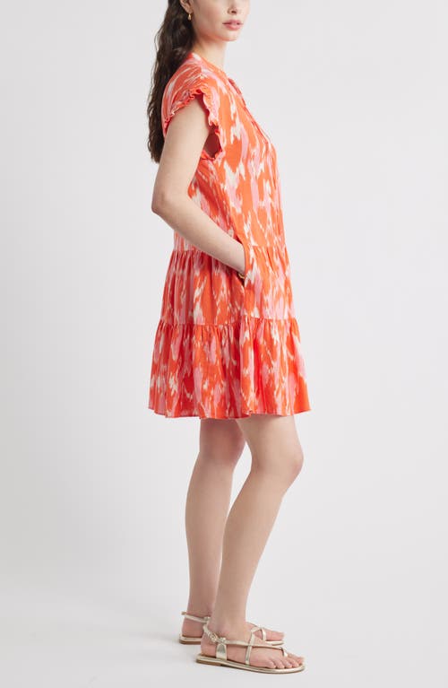 Caslonr Caslon(r) Ruffle Sleeve Linen Blend Tiered Dress