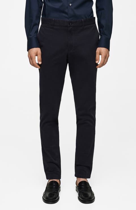 HAND ROOM  CHINO TROUSERS NAVY チノ Ash & Erie Navy Washed Stretch Chinos for Short Men