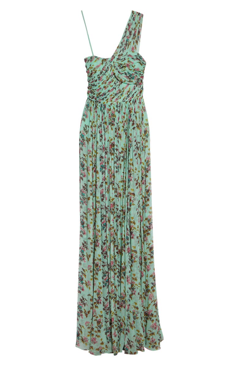 Ulla Johnson Aureline Floral One-Shoulder Silk Chiffon Gown, Alternate, color, Opaline