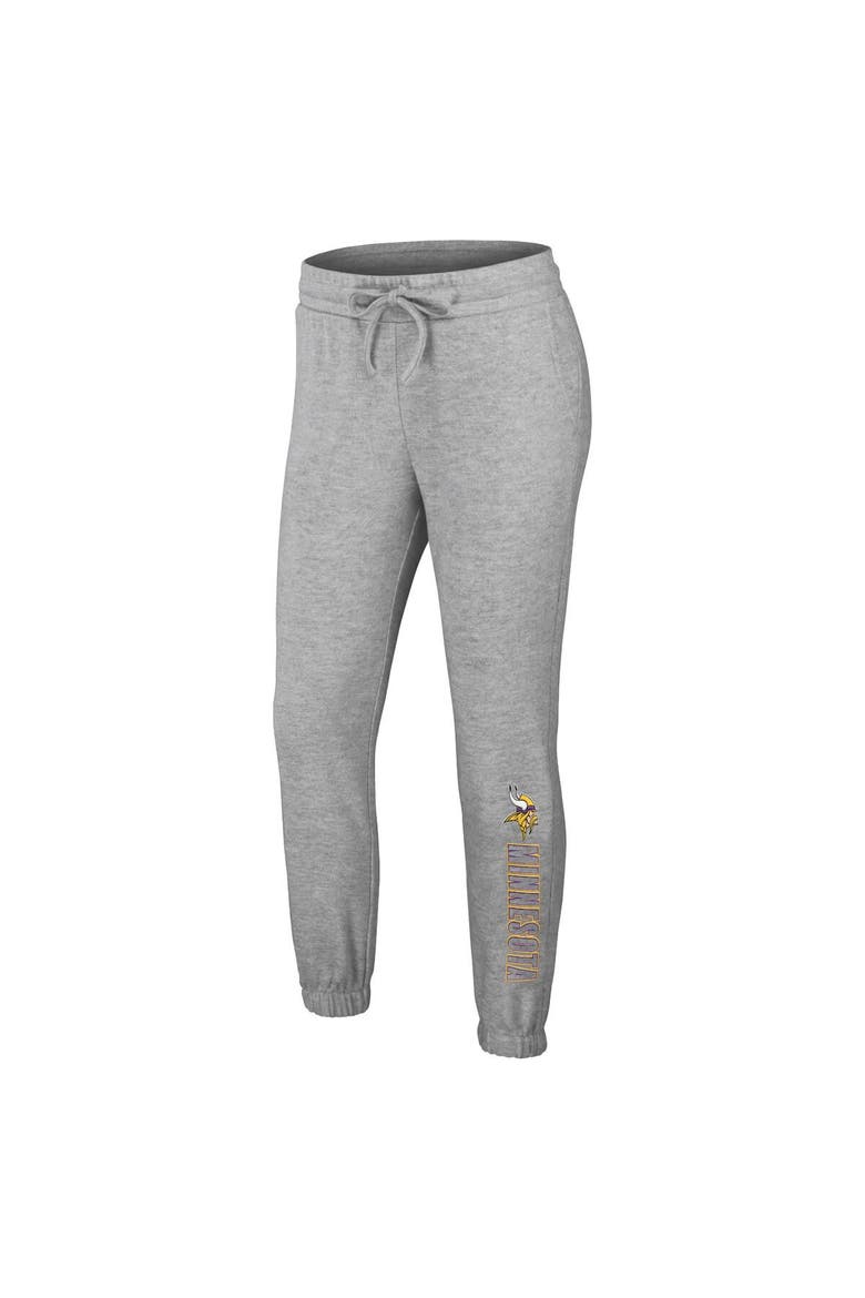 Women's WEAR by Erin Andrews Heather Gray Minnesota Vikings Knit Long Sleeve Tri-Blend T-Shirt & Pants Sleep Set, Alternate, color, Heather Gray