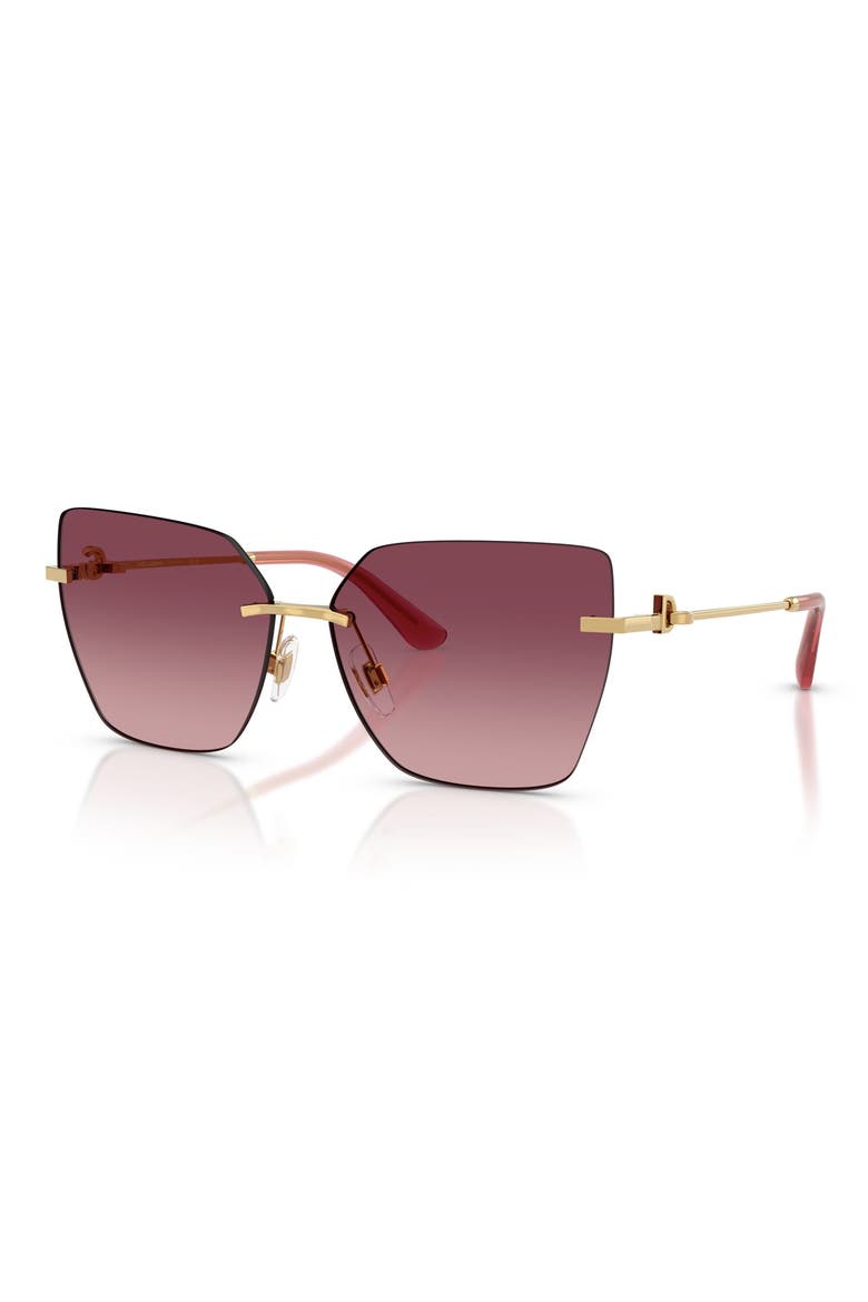 62mm Oversize Gradient Cat Eye Sunglasses, Alternate, color, GOLD / LIGHT PINK
