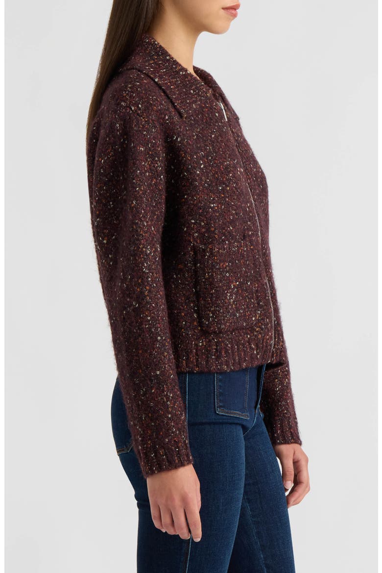 Zip Front Sweater Jacket, Alternate, color, BURGUNDY MARLED