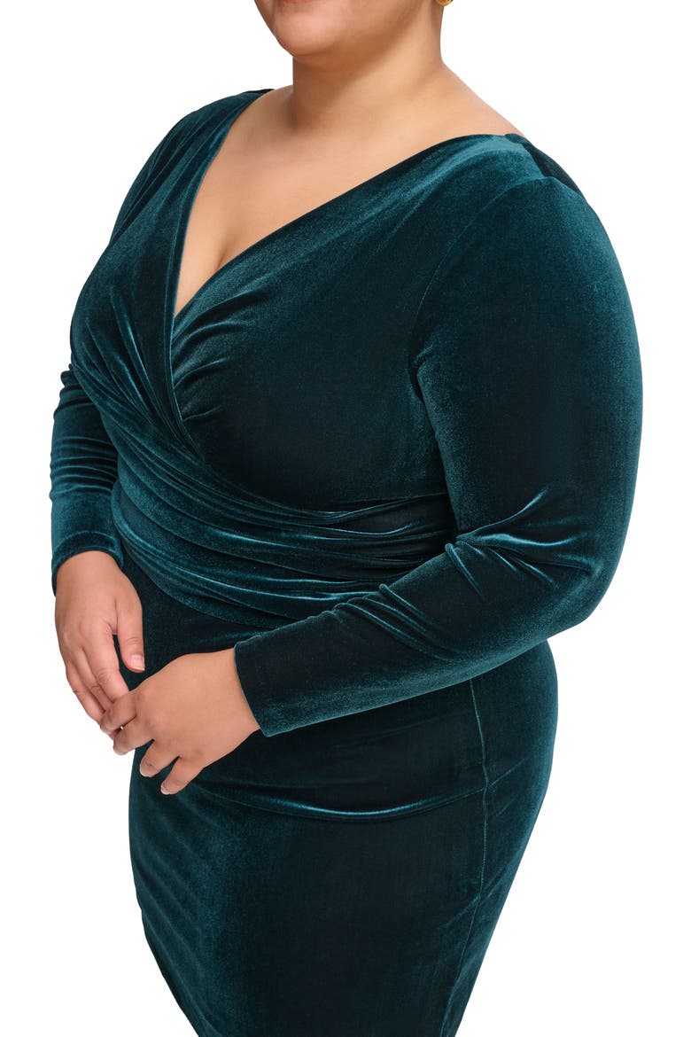 Velvet Long Sleeve Ruched Sheath Dress, Alternate, color, HUN