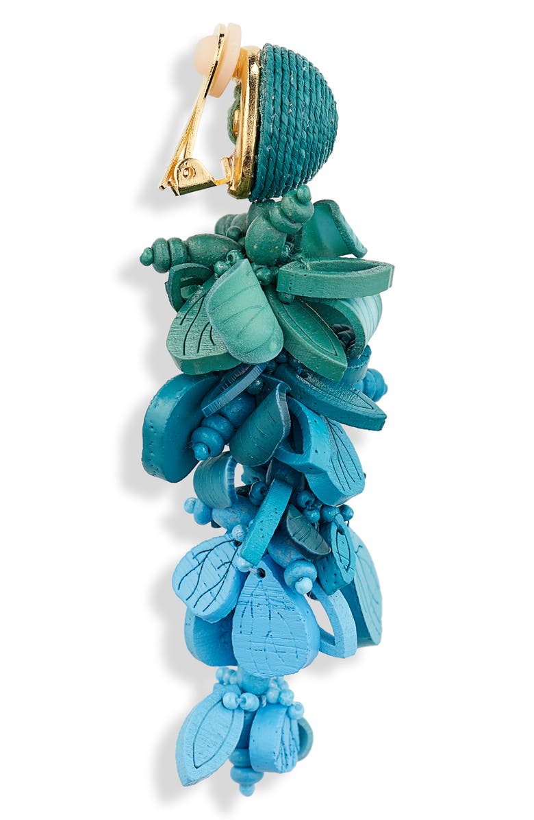 Oscar de la Renta Flower Cluster Linear Drop Clip-On Earrings, Alternate, color,