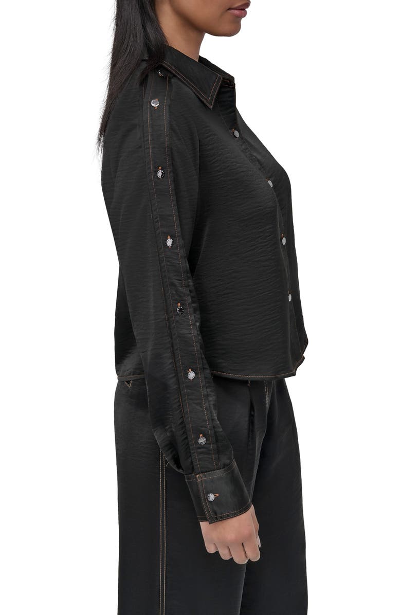 DKNY Glazed Crinkle Satin Button-Up Shirt, Alternate, color,