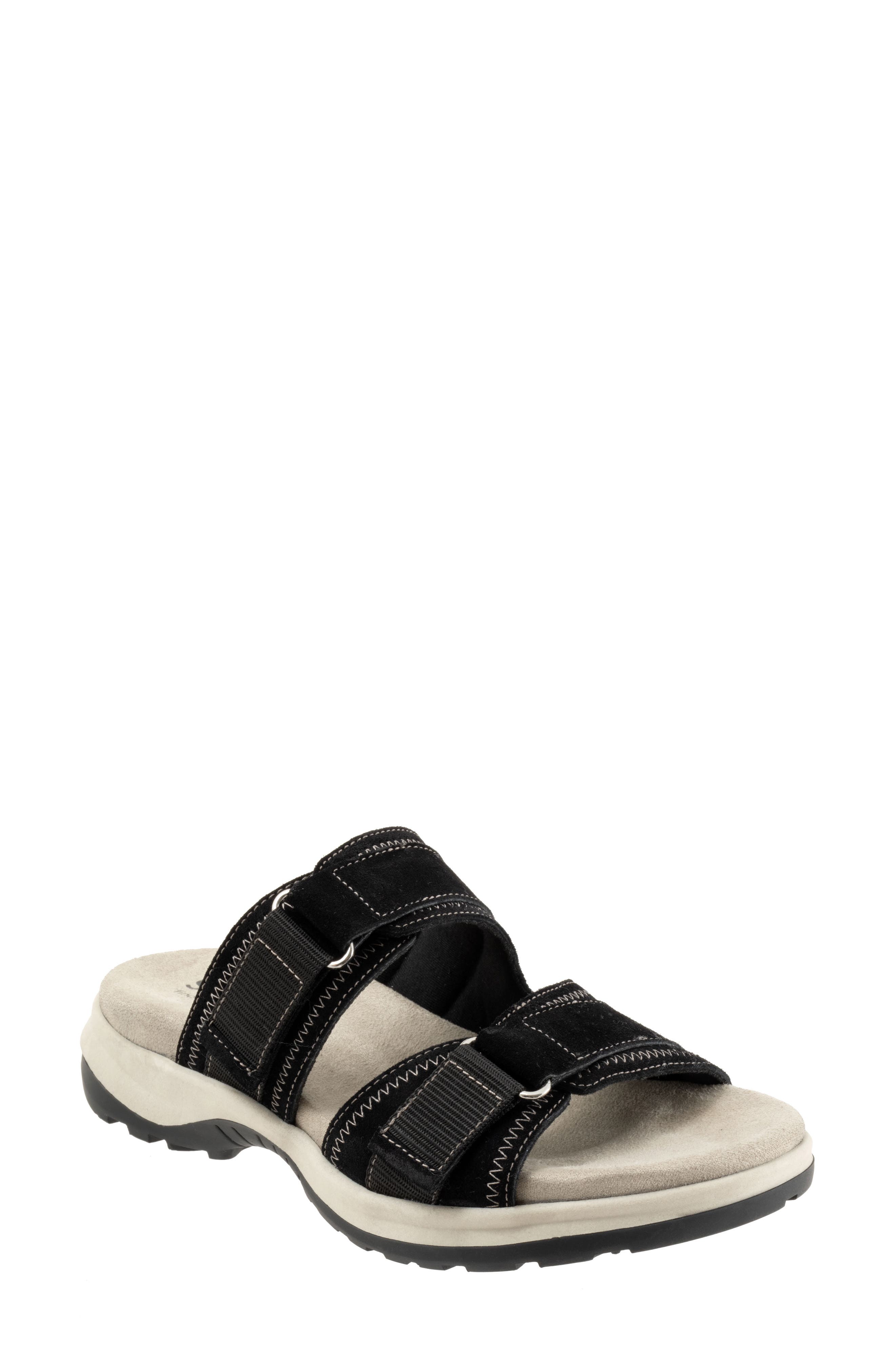 Oasis Leather Slide Sandal, Main, color, BLACK SUEDE