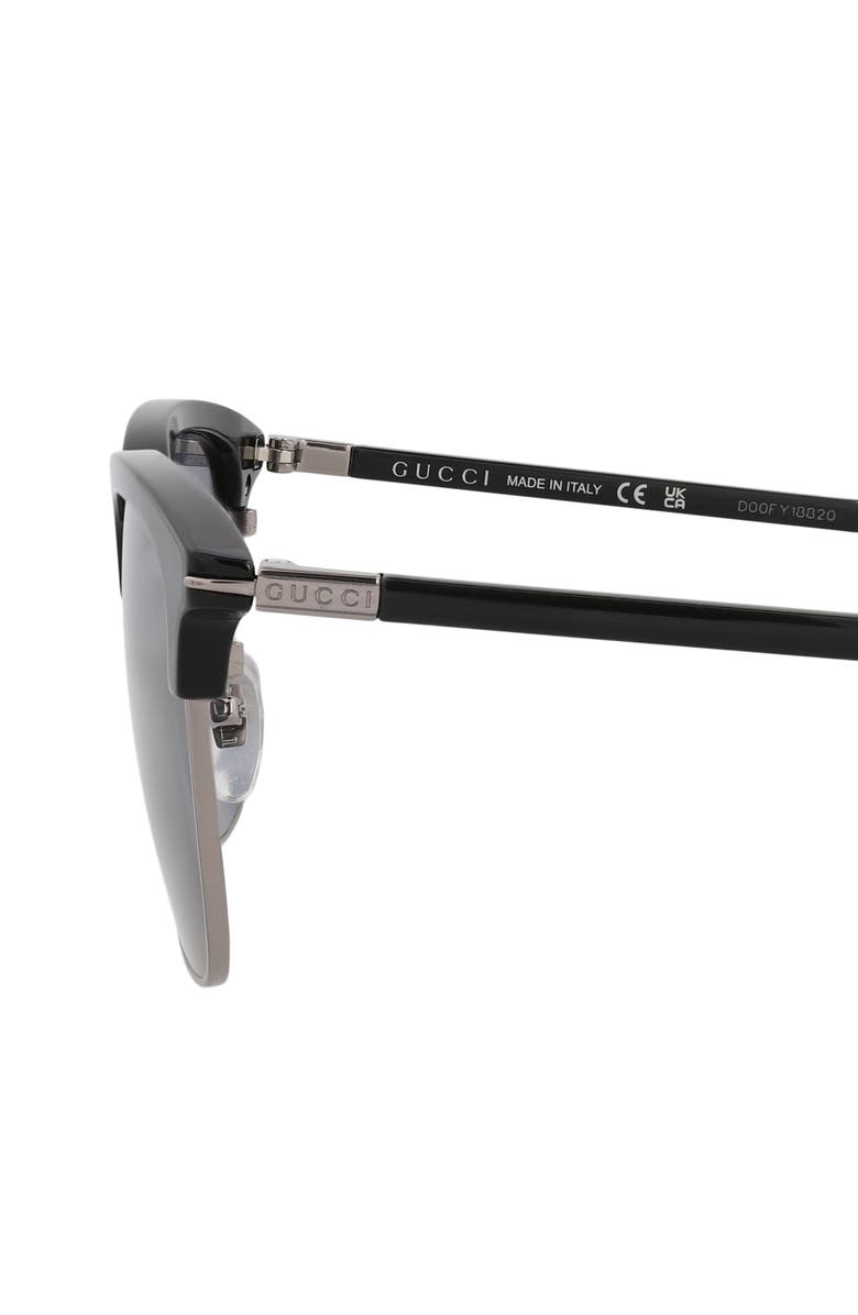 Gucci 56mm Square Sunglasses, Alternate, color, Black Ruthenium Blue