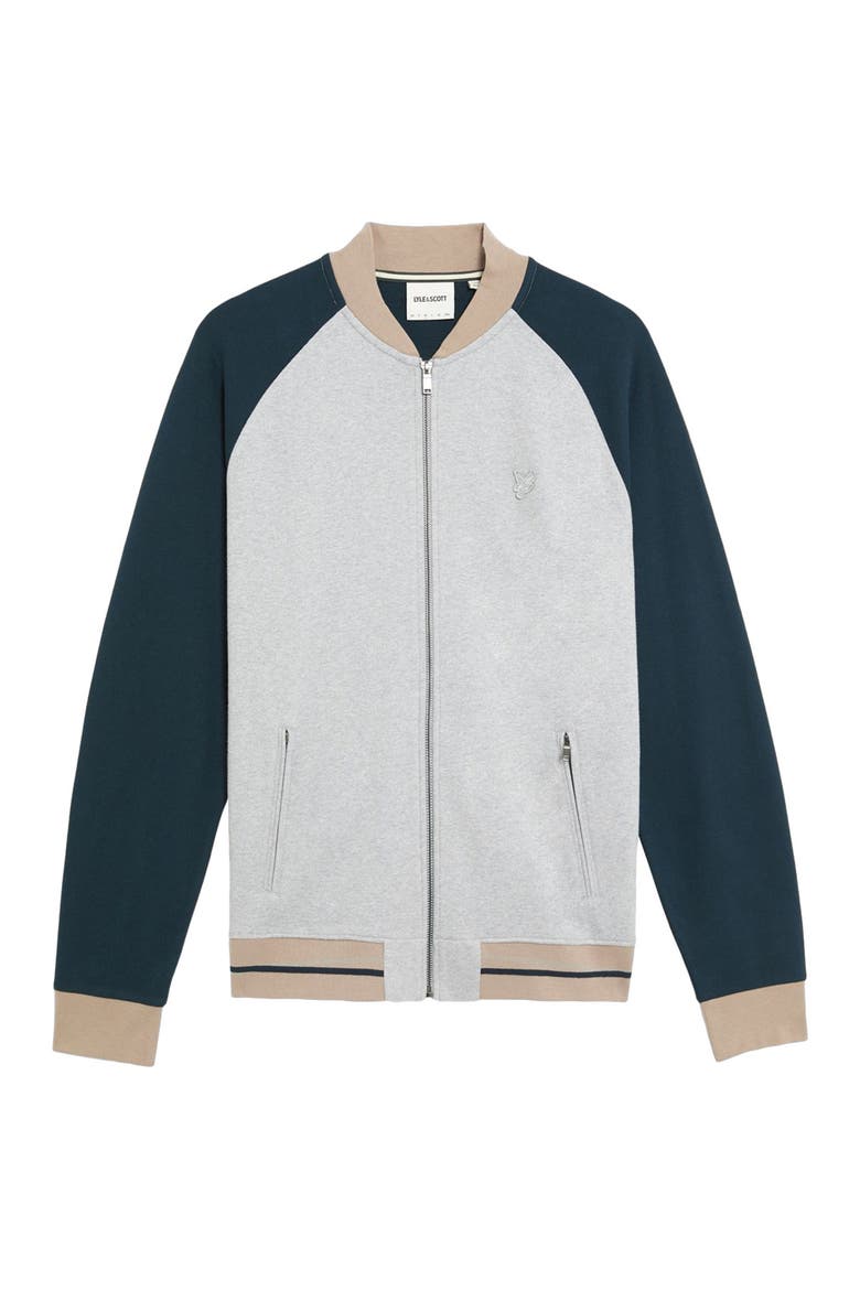 Interlock Contrast Raglan Bomber Jacket, Alternate, color, Carbon