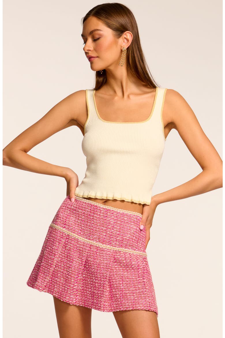 Anya Pleated Metallic Tweed Miniskirt, Alternate, color, PINK PETUNIA BOUCLE