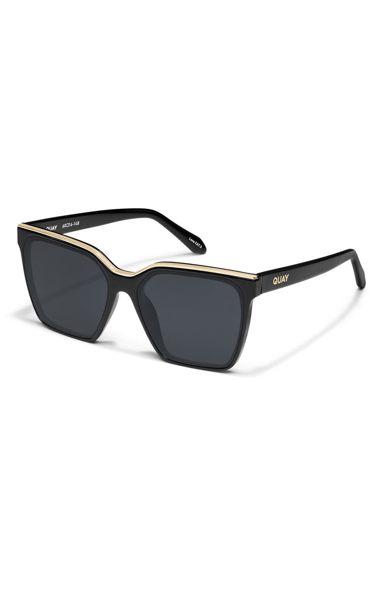QUAY Level Up 60mm Square Sunglasses, Alternate, color, Black Gold/ Smoke