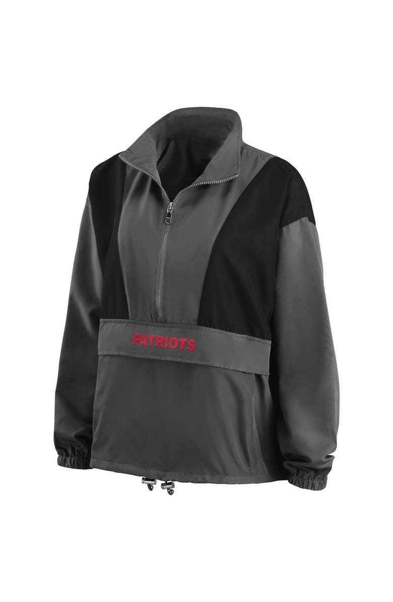 WEAR by Erin Andrews Women's WEAR by Erin Andrews Charcoal New England Patriots Popover Packable Half-Zip Jacket, Alternate, color, 