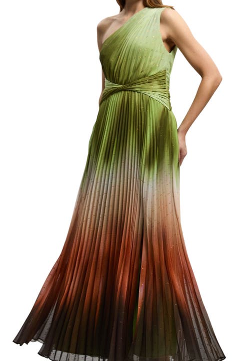 Ombre One Shoulder Maxi Dress