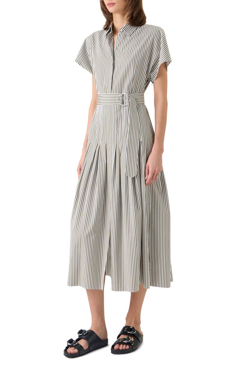 Belted Kodak Stripe Cotton Shirtdress, Alternate, color, GREEN TEA-CREAM