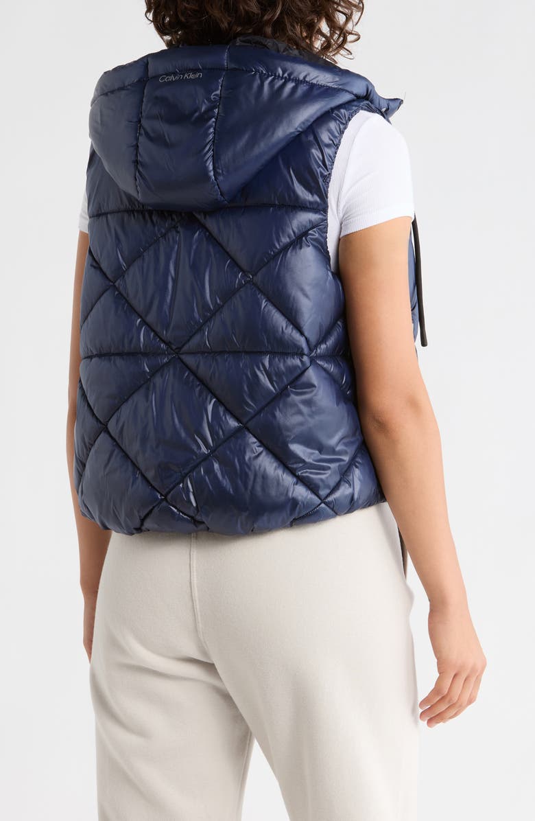 CALVIN KLEIN PERFORMANCE Hooded Diamond Quilted Vest, Alternate, color, Metallic Inkwell