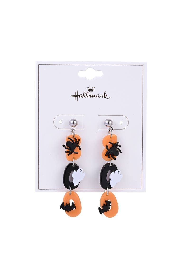 Halloween Black and Orange Boo Earrings, Alternate, color, Black