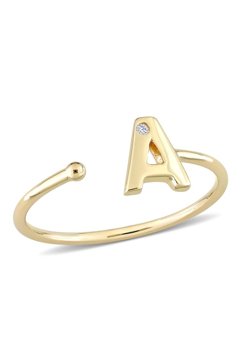 Diamond Initial Ring 10k Yellow Gold, Main, color, A