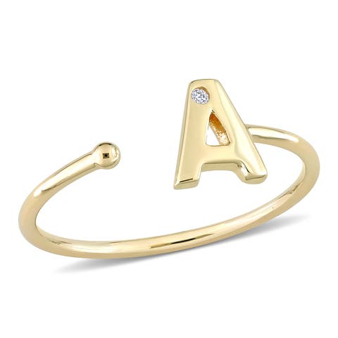Diamond Initial Ring 10k Yellow Gold