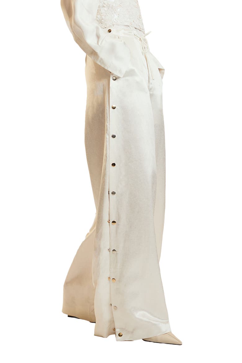 Wide Leg Snap Pants, Main, color, White