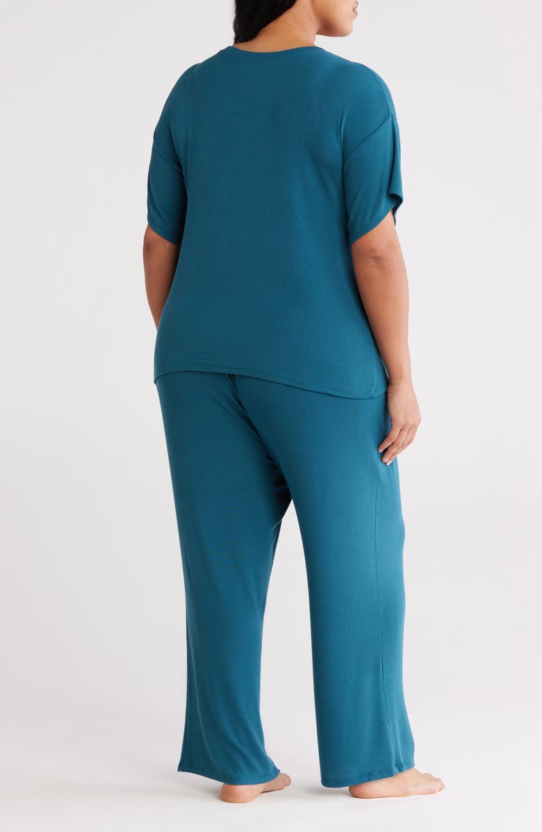 Nordstrom Moonlight Eco Easy Rib Pajamas, Alternate, color, Teal Seagate