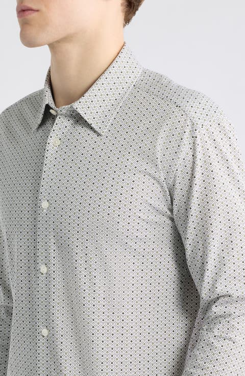 Roan Geometric Print Button Up Shirt