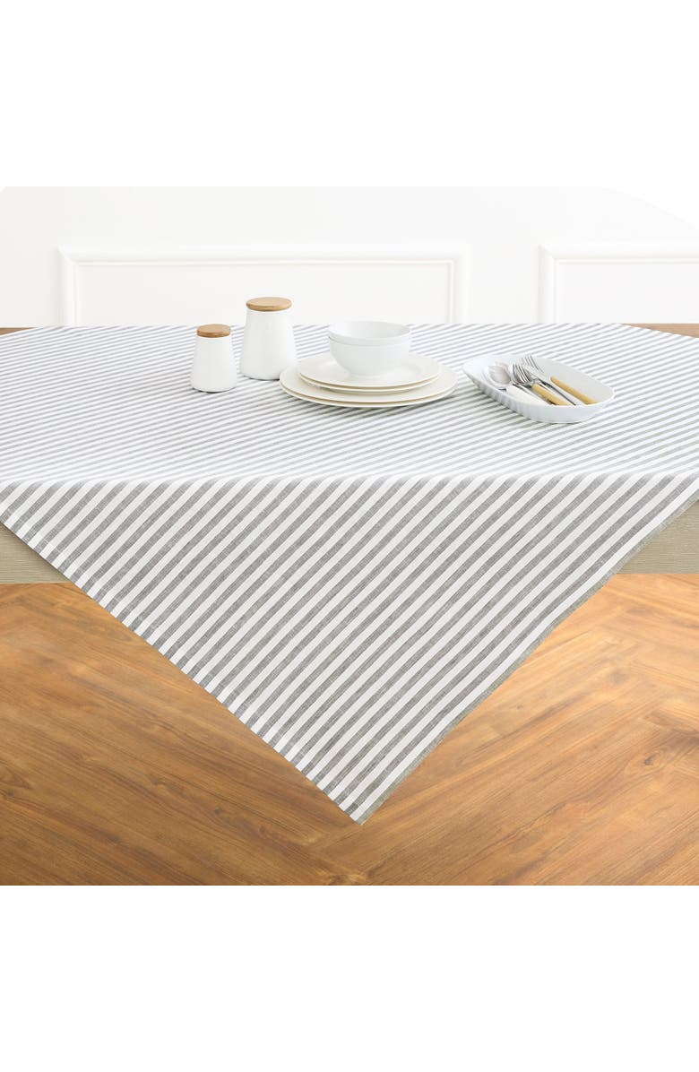 Solino Home Linen Table Throw - Amalfi Stripe, 52" x 52", 52" x 52", Main, color, Grey And White