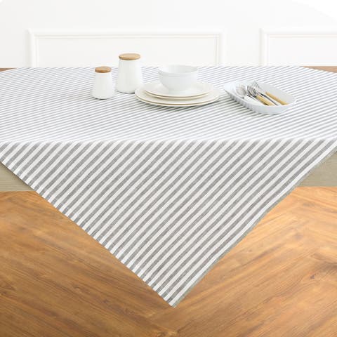 Linen Table Throw - Amalfi Stripe, 52" x 52", 52" x 52"