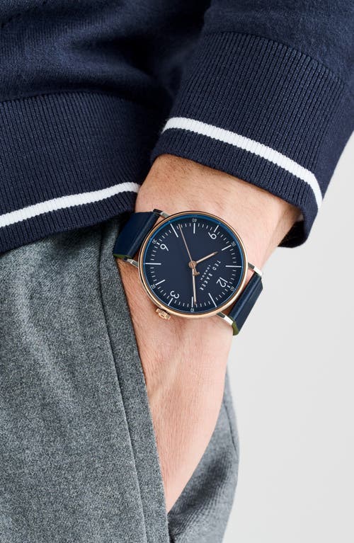 Ted Baker Phylipa Gents Recycled Stainless Steel Leather Strap Watch, 41mm In Blue
