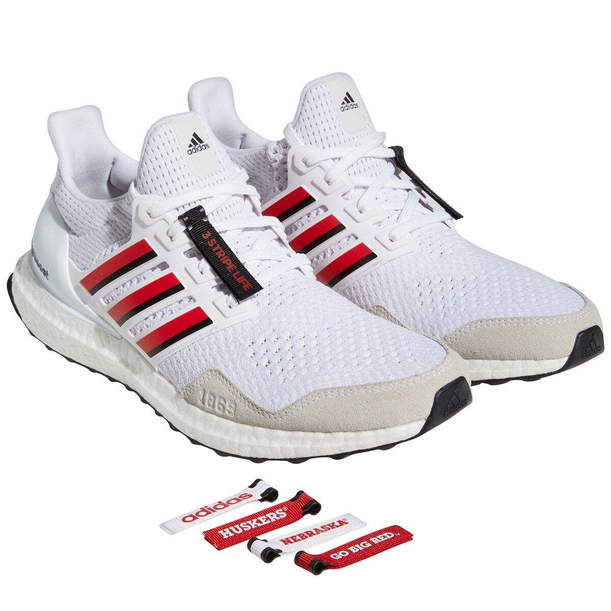 adidas White/Scarlet Nebraska Huskers Ultraboost 1.0 Running Shoe, Alternate, color, 