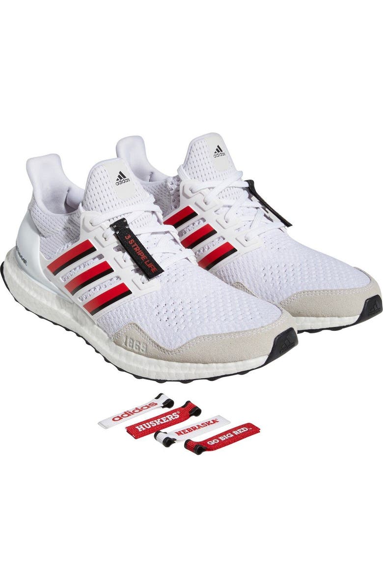 adidas White/Scarlet Nebraska Huskers Ultraboost 1.0 Running Shoe, Alternate, color,