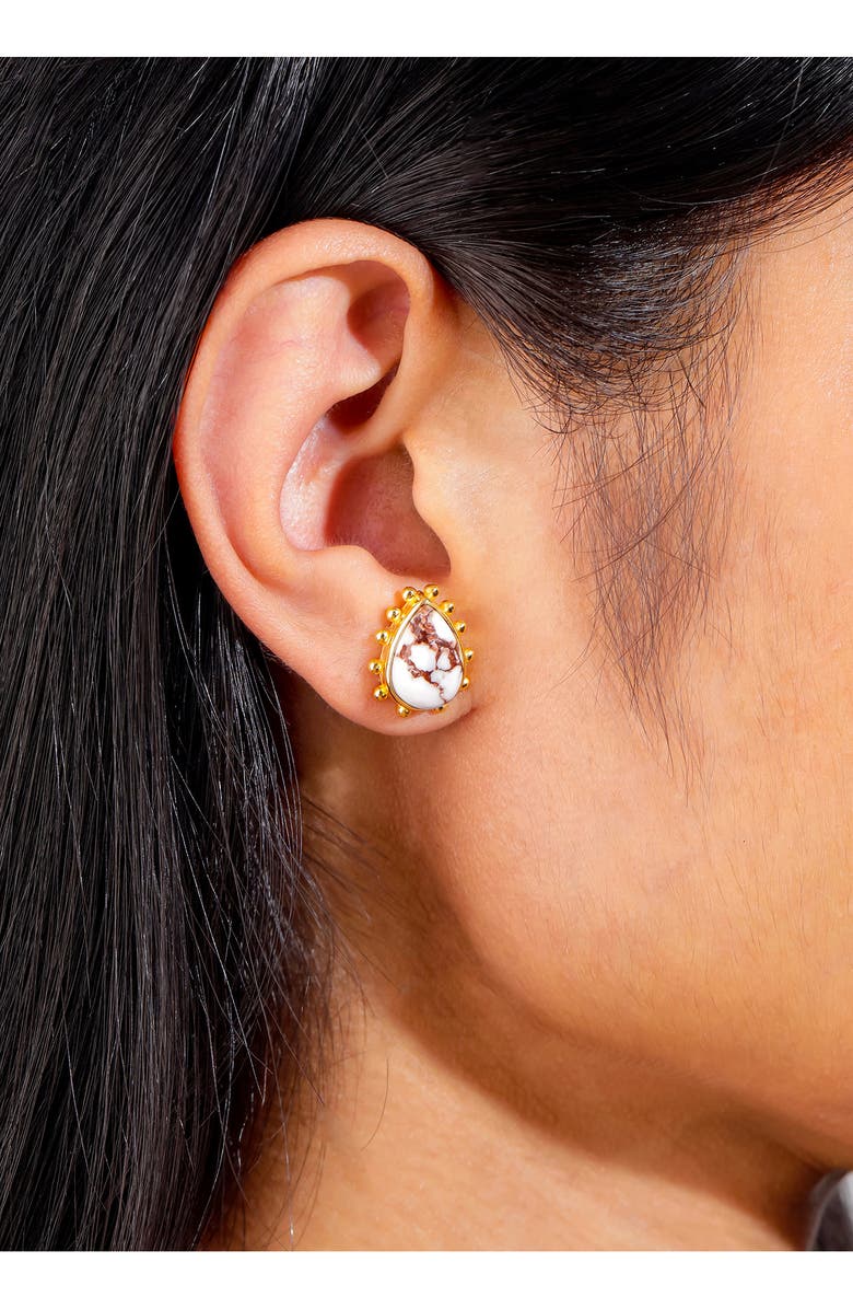 YS GEMS Mohave Turquoise Drop Earrings, Alternate, color, White