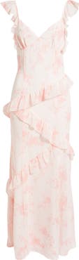BP. Asymmetric Ruffle Tiered Maxi Dress
