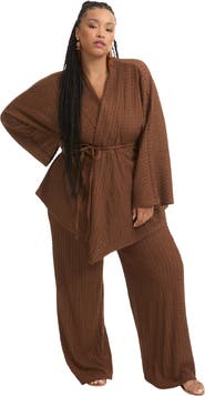 June + Vie Tie Waist Knitted Wrap