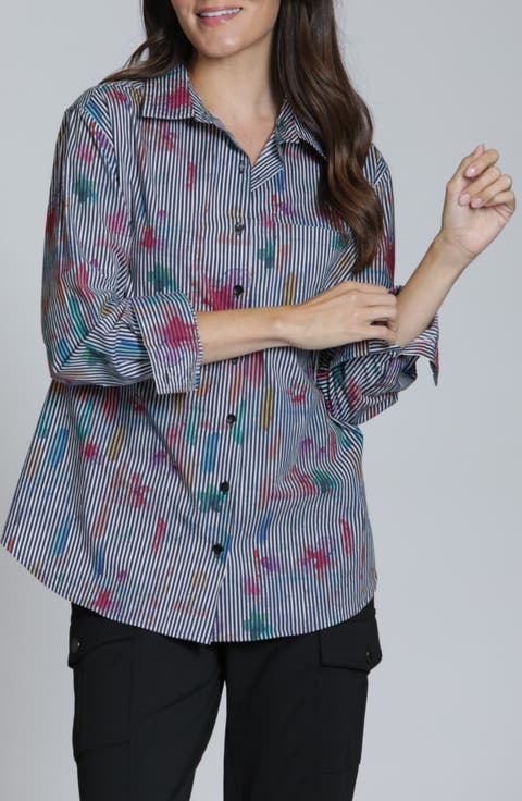 Print Cotton Button-Up Shirt