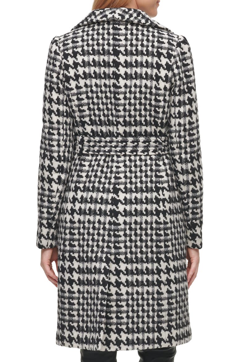 Wool Belted Wrap Coat, Alternate, color, BLACK/ WHITE