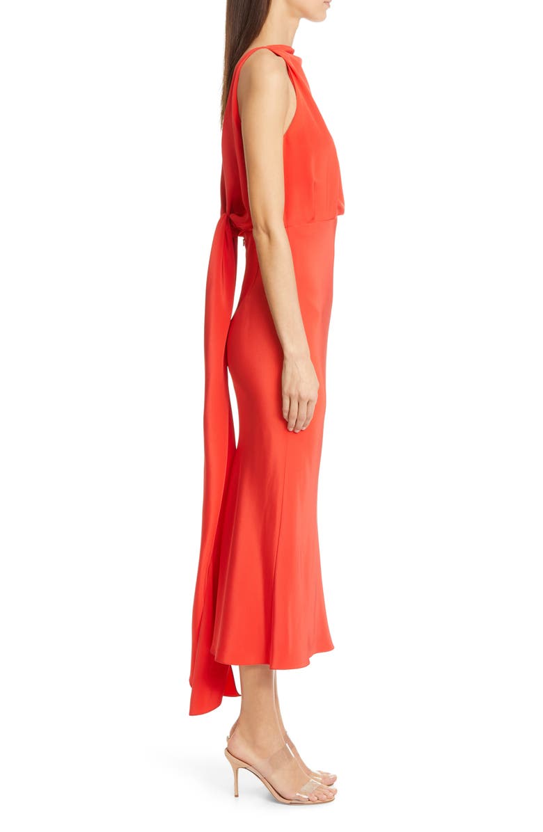 CUSHNIE Tie Back Silk Midi Sheath Dress, Alternate, color,
