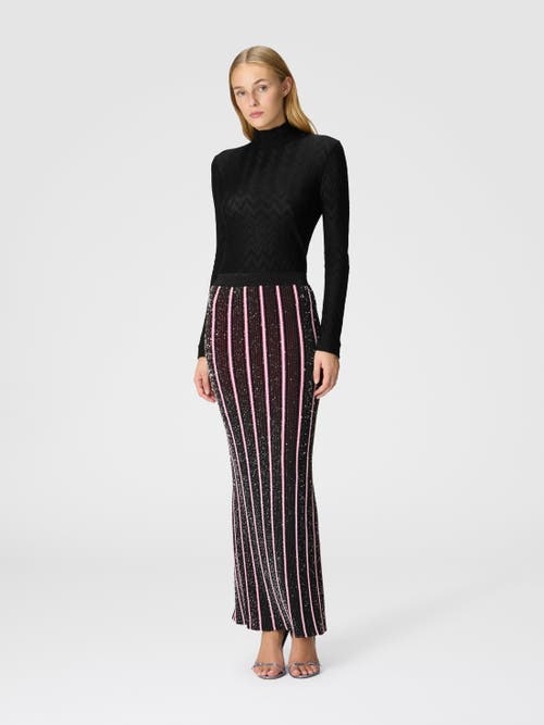 Missoni Long Ribbed Ribbed Skirt With Sequins In Red  & Black