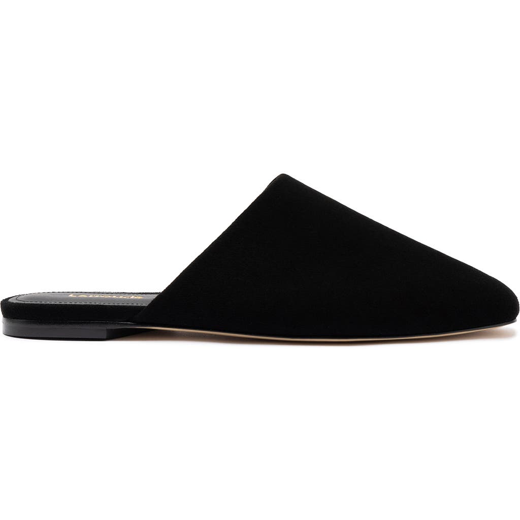 Larroude Venice Suede Ballerina Mules In Black