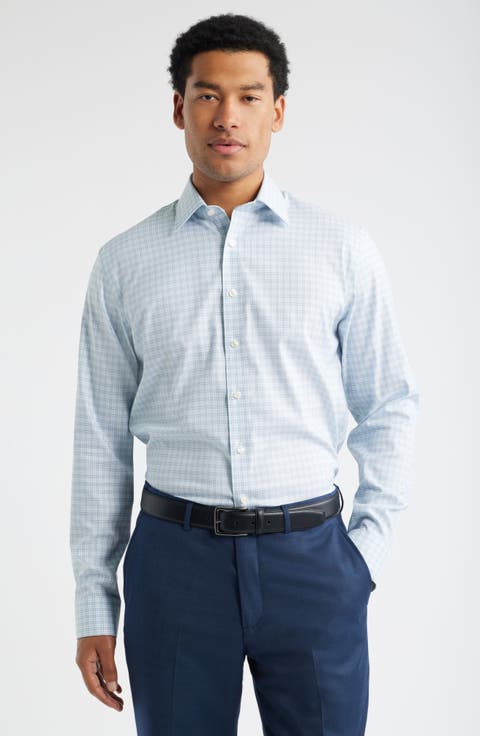 Trim Fit Plaid Premium Performance Dress Shirt (Regular, Big & Tall)