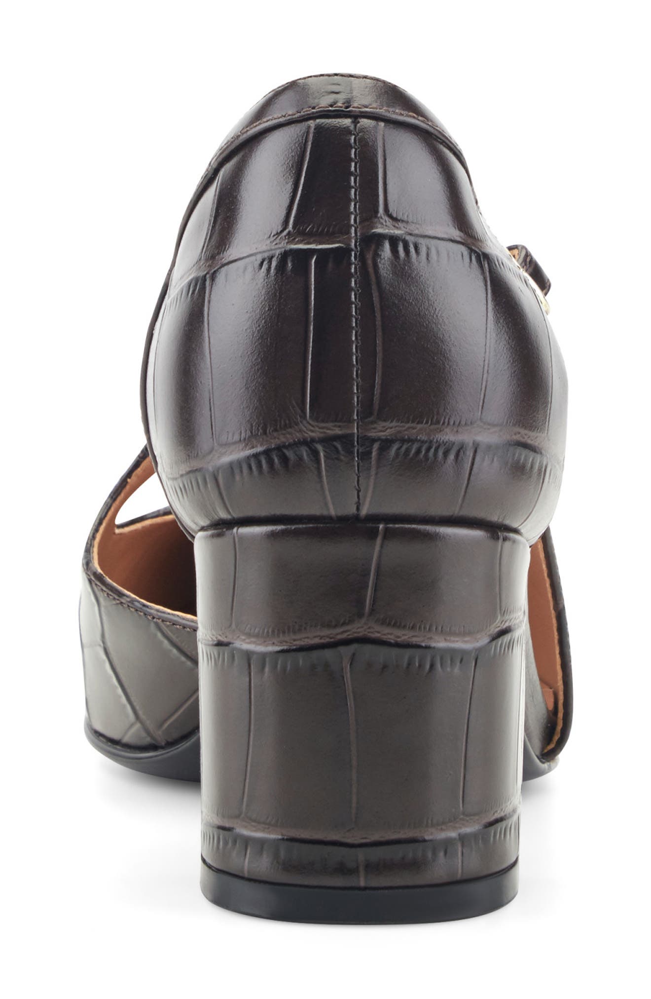 Nerina D'Orsay Pump, Alternate, color, DARK BROWN EMB